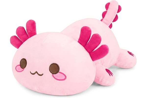 Shownicer Axolotl Peluche Géante Kawaii - Oreiller, Jouet Animal, Poupée Coussin - Cadeau pour Enfants Filles 3+ Ans (Rose, 33cm)