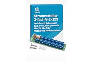 ONPIRA® Stromverteiler 2-fach V-2x12S – Verteiler mit Sicherungen bis 8A – Inkl. Montagematerial – Ideal für Kfz, Solar, Modellbau & Modelleisenbahn
