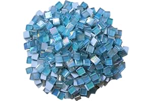 Yuvori 0.5kg Square Crystal Mosaic Tiles 1cm DIY for Bathroom, Living Room, Kitchen, Balcony (Iridescent Sky Blue)