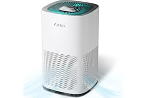 AIRTOK Purificador de Aire, Purificador de Aire con Filtro Hepa 13 Área de cobertura máxima de 92m² (990 Ft²), Filtro HEPA Para Alergias, Humo, Caspa De Mascotas y Olores, con Luz nocturna, AP1001