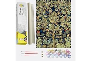 DonElton Pintar por numeros para Adultos Arbol de William Morris - Cuadro de Pintura por números Adultos y para niños - Lienzo Dibujado con numeros para Pintar con Pinceles y Colores Brillantes