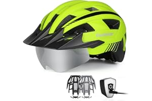 EASTINEAR Adults Bike Helmet with Magnetic Goggle Bicycle Helmet with USB Rechargeable LED Light for Men Women Cycling Helmet with Removable Sun Visor Adjustable Size