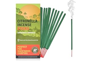 HERBTALE Citronella Incense Sticks - Suitable for Outdoor Camping, Patio, Hiking,etc (1 Pack Contains 12 Sticks)