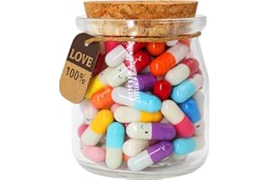 Prounion Capsule Letters Message in a Glass Bottle, 100PCS Cute Capsule Note Messages Pills for Boyfriend/Girlfriend, Love Capsule Letter Message for Anniversary Birthday Valentines Mother's Day