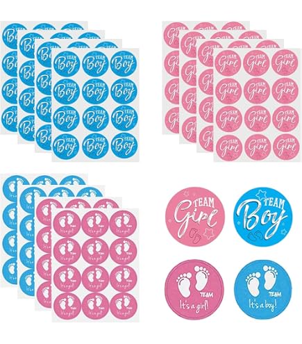 54 Autocollants Révélation Du Sexe - Motifs Crème Glacée, 5 Cm, Rose Et Bleu - 8