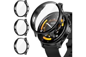Kamita [3Pack] Screen Protector Case Compatible with Garmin Venu 3 45mm, Full Coverage Hard PC Bumper Cases with Tempered Glass Film, Shockproof Protective Cover for Garmin Venu 3 45 (Black*3)