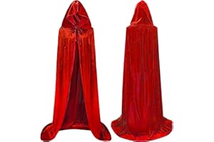 Winwild Roter Samt Umhang mit Kapuze,170CM Halloween Cape Vampir Kostüm Damen Herren Erwachsener für Karneval Cosplay Kostüm(XL,Rot)