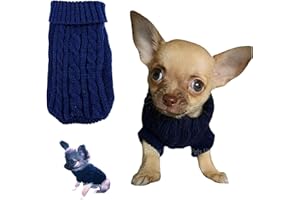 PRETTY PAMPERED PETS UK Chihuahua Clothes Puppy Dog Coat Knit Jumper Cosy Teacup Smaller Breeds (XXXS, Navy)