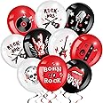 Aoriher 54 Pcs Christmas Rock and Roll Party Decor 12 Inch Rock Balloons Party Born to Rock Latex Balloons Music Theme Rock Band Party Favors for Holiday Xmas 70s 80s 90s Rock Birthday Party Supplies