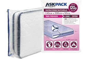 ASK Pack Mattress Bag - 140x200cm Twin, 120 Microns | Anchor zipper, sizes XS-XXL, waterproof, tear-resistant, for moving, st