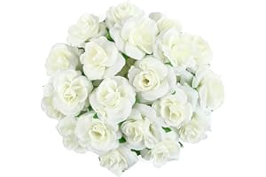 Kesote 50x Künstliche Blumenköpfe Blütenköpfe Kunst Blumen Rosen Köpfe für Hochzeit Party Deko DIY (Ø 4cm, Hellgelb)
