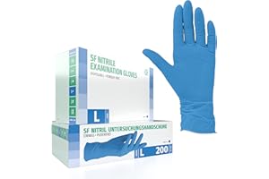 ‎SF MEDICAL PRODUCTS GMBH SF Nitrilhandschuhe L Blau – 200 Stück Einweghandschuhe, Einmalhandschuhe, Medizinische Handschuhe, Puderfrei, Latexfrei, Handschuhe Einweg zum Kochen, Putzen, für Medizin, Küche, Kosmetik, Haushalt
