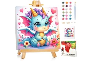 Mafenr Art Dragon Peinture Numero Enfant Avec Cadre, Dragon Kits de Peinture au Numéro, Peinture par Pour la Décoration de la Maison 20x20 cm, Avec Chevalet
