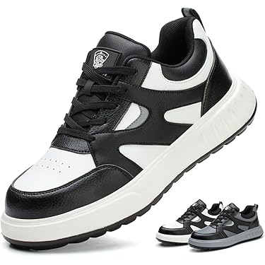WUAYAMI Veiligheidsschoenen voor dames en heren, lichte werkschoenen met stalen neus, licht, ademend, comfortabele veiligheidsschoenen, Grijs, 44 EU