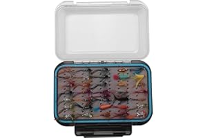 berjalan 64 Stücke Trockenfliegen Bass Lachsforellen Fliegen Nymphe Und Streamer Fliegenfischen Fliegen Kit wasserdichte Fliegenbox Für Forelle Fliegenfischen Fliegen