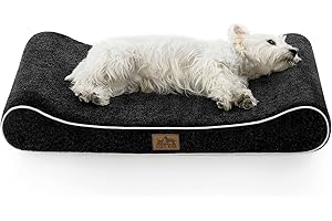 COZY KISS Panier Orthopédique pour Chien de Moyenne Taille jusqu'à 30 kg, Démontable et Lavable, Matelás Chiens Moelleux en Forme de Bateau, Antidérapant, Fausse Fourrure, 91x61x14cm, Noir