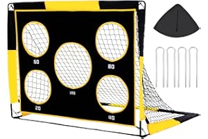 Gofady Portería de Fútbol para Niños, 2 en 1 Pop Up Porterías de Fútbol con 5 Disparar y Bolsa de Transporte, Equipos de Entrenamiento de Fútbol Jardín Interior y Exterior(1.2M/1.5M)