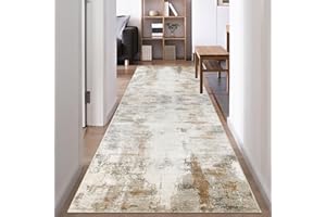 Famibay Hallway Runner Rug 80x300CM Carpet Runners for Hallways Non Slip Long Carpet Hall Runner Beige and Brown Washable for Hallway Entryway Bedroom Kitchen