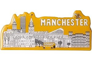 MUST HAVE SOUVENIRS British Union Jack London Sights City Fridge Magnet Manchester Birmingham Newcastle Liverpool (Manchester Skyline Long Epoxy)