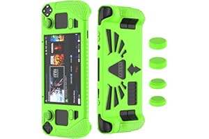 SUIHUOJI Steam Deck/Steam Deck OLED Standing Protective Case, Thickening Silicone Accessories Protector, Soft Cover Skin Shell with 2 Pairs Thumb Grips, Full Protection for Valve Stream Deck (Green)