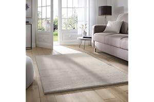 ‎TARACARPET Taracarpet Supersoft kurzflor Teppich Fiona Wohnzimmer Schlafzimmer Kinderzimmer Flur Läufer waschbar rutschfest Uni Sand 160x230 cm