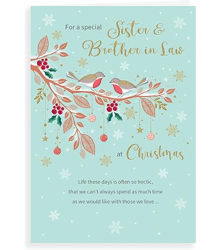 UK Greetings Weihnachtskarte Für Schwester – Mit Goldfolie, Design 'Hängende Ornamente', Inkl. Umschlag