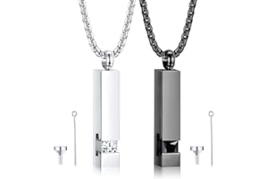 Milacolato 2 pezzi Ciondolo urna cremazione Collana per Memorial Acciaio inossidabile nero con CZ Collana Gioielli di cenere Radio d'epoca