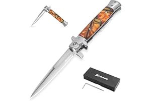 POKTWORLD Coltello Pieghevole,Acciaio inossidabile 7Cr17 di Coltello Soccorso Portatile di Sopravvivenza per Caccia,Campeggio attività all'Aperto Multiuso (Resina - Arancione)