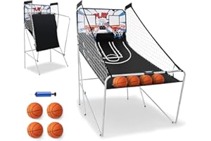 ‎COSTWAY COSTWAY 8 in 1 Basketball Machine, Electric Baskel Ball Stand Foldable, Shooting Machine with 4 Balls, 8 Game Modes, Air Pump for 2 Players, Arcade Basketball Game for Children Adults