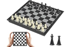 Cestamor Reiseschach Mini Schach Magnetisch Hochwertig Klappbare Schachbrett - Reise Schachspiel für Erwachsene Kinder - Chess Set 15 Zentimeter