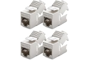 deleyCON 4x CAT6a MINI Keystone Jack Module Patch Cable Network Cable Connector STP Shielded RJ45 Connector Network Socket Patch Panel Keystone Mounting Extension