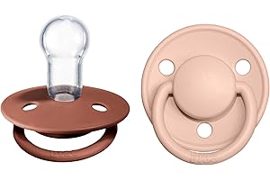 BIBS De Lux Smoczek, 2 szt., Bez BPA, Okrągły kształt gumowej główki. Silikon, Jeden rozmiar, Woodchuck/Blush