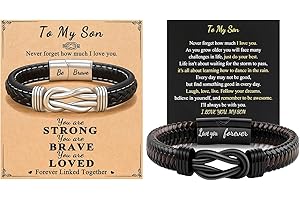 GJNMYSD 2 Pcs Gifts To My Son Grandson Nephew Leather Bracelet Birthday Easter Gradution Christmas Gifts for Teen Boys