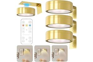 Elecbee 3 Piezas Iluminación Luces Para Cuadros con Mando, Luz Cuadros Sin Cable, Lampara Pared Sin Cable, Apliques LED Interior para Cuadro, Brillo Ajustable para Vitrina,Cuadros,Armario