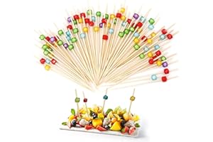 Lifreer - Set di 300 bastoncini da cocktail da 12 cm, in bambù, stuzzicadenti per kebab, spiedini in bambù, per cocktail, barbecue, kebab, cocktail, feste, vassoio decorativo