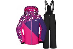 SMONTY Kinder Schneeanzug für Mädchen Winter Skijacke & Hose Set Kapuzenträger Set Winddicht Wasserdicht Warm