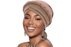 DRESHOW Donna Africane Turbante Pre-Legato Copricapo a treccia Testa Avvolge Cappello Boho Turbante Chemio Cap Elastico Annodato Berretto