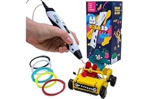 PIKA3D Pika PRO Printing Includes 3D Pen, 5 Colors of PLA Filament Refill with Stencil Guide, User Manual, White, M