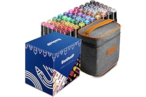 EooUooIP Set di 60 pennarelli grafici a colori, Pennarelli indelebili per artisti con doppia punta, perfetti per colorare, evidenziare e design di anime e manga