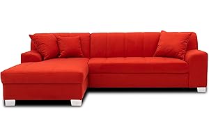 ‎DOMO. COLLECTION DOMO. collection Ecksofa Capri, Sofa in L-Form mit Schlaffunktion, Couch, Polsterecke, Eckcouch, Schlafsofa 239 x 152 x 75 cm (BxTxH), rot