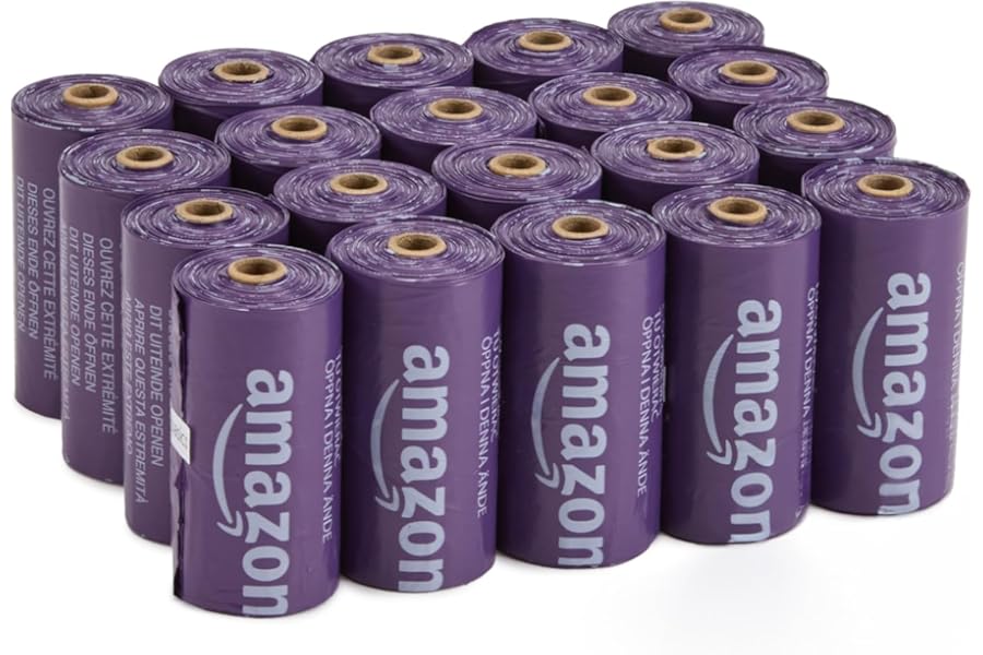 Amazon Basics Dog Poop/Waste Bags without Dispenser, Lavender, 300 Bags (20 Packs of 15 Bags)