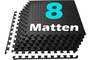 CUNSIEUN Bodenschutzmatte Set 8 Sportmatte - 60x60cm Puzzlematte: Schutzmatten Puzzle Matte Fitnessmatte Sportgeräte Bodenmatte Yogamatte[60x60 1cm], Bodenmatte für Fitnessraum