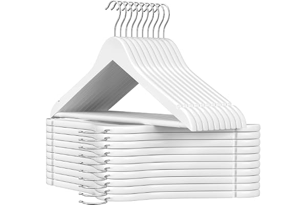 SONGMICS Trägalgar, Klädhängare i Massivt Trä, Halkfria Skåror, 20-Pack