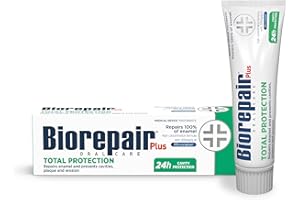 BIOREPAIR Plus Total Protection - Fluoride Free Hydroxyapatite Toothpaste, Repairs Enamel & Prevents Cavities Plaque and Erosion, Toothpaste for Sensitive Teeth - Oral Care, 75ml, Made in Italy
