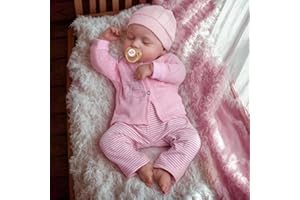 JIZHI Reborn Dolls - 17 inch Soft Body Lifelike-Newborn Baby Dolls Sleeping Girl Dolls with Clothes and Toy Accessories Gift for Kids Age 3+, Pink-hat