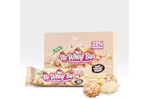 ‎ROCKA NUTRITION Rocka Nutrition NO WHEY BAR | Veganer Protein-Riegel mit 10 g Protein pro Riegel | zuckerreduziert, ohne Süßstoffe | 100% Geschmack | 6 x 50 g einzeln verpackte Protein-Bars (White Hazelnut Nougat)