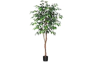 Kazeila Piante Finte da Interno 150cm Ficus Artificiale con Tronchi Naturali Piante Artificiali ideali per la Decorazione Interno casa Soggiorno