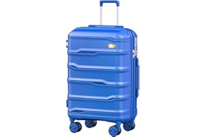 MGOB Valigia Bagaglio a Mano PP(Polipropilene) 40L Trolley Rigida Valigie da Cabina Spinner e TSA Lucchetto 55x36x20cm, Blu