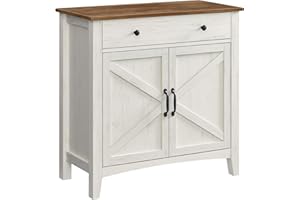 ‎VASAGLE VASAGLE Küchenschrank, Sideboard mit Schubladen, Aufbewahrungsschrank mit Türen, verstellbare Ablage, Landhausstil, für Wohnzimmer Küche, 40 x 80 x 80 cm, vintageweiß-honigbraun BBK341W01