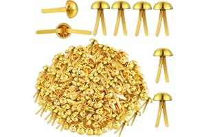 FANGBOJIE 300 Stück Goldene Musterbeutelklammern, Rundkopfklammern, Metallklammern für Scrapbooking, Mini Bunte Brads, Bastelzubehör für Heimwerker（Gold）